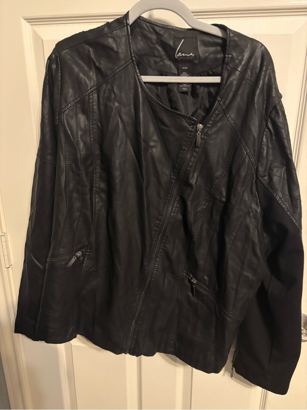 257- Lane Bryant Black Leather Asymmetric Zip Jacket